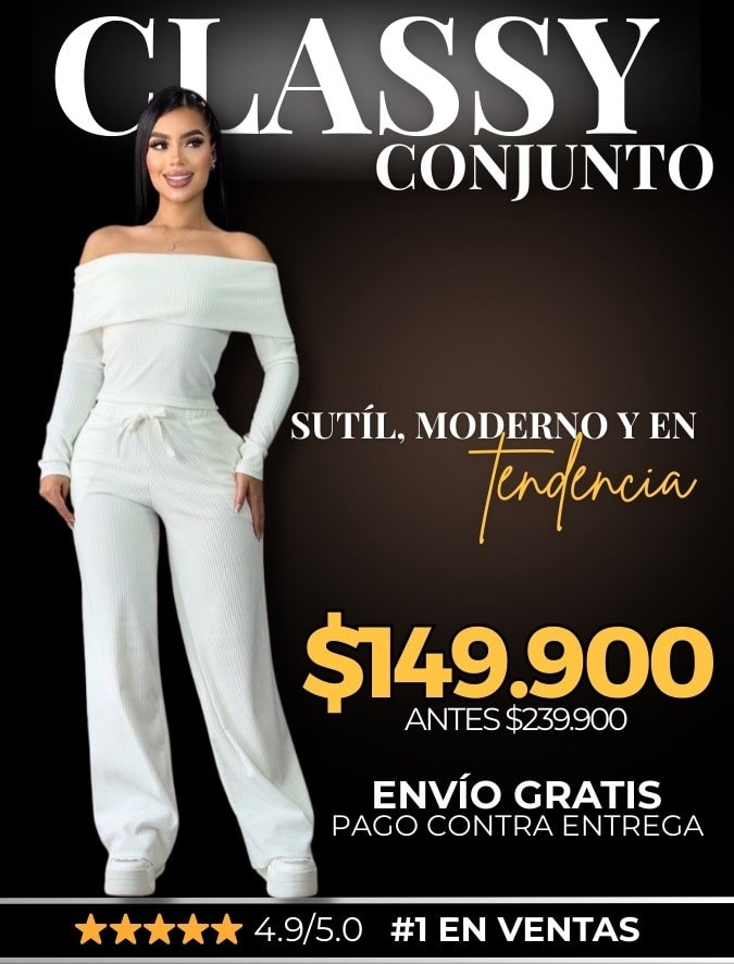CONJUNTO CLASSY®: BLUSA MANGA LARGA + PANTALON RECTO