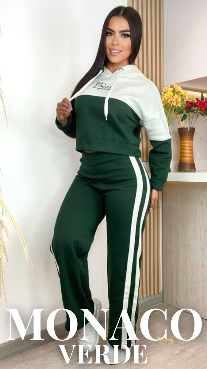 CONJUNTO MONACO®: BUZO CROP + PANTALON SUDADERA