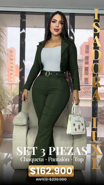 SET ISADORA LUXE: CHAQUETA + PANTALÓN + TOP