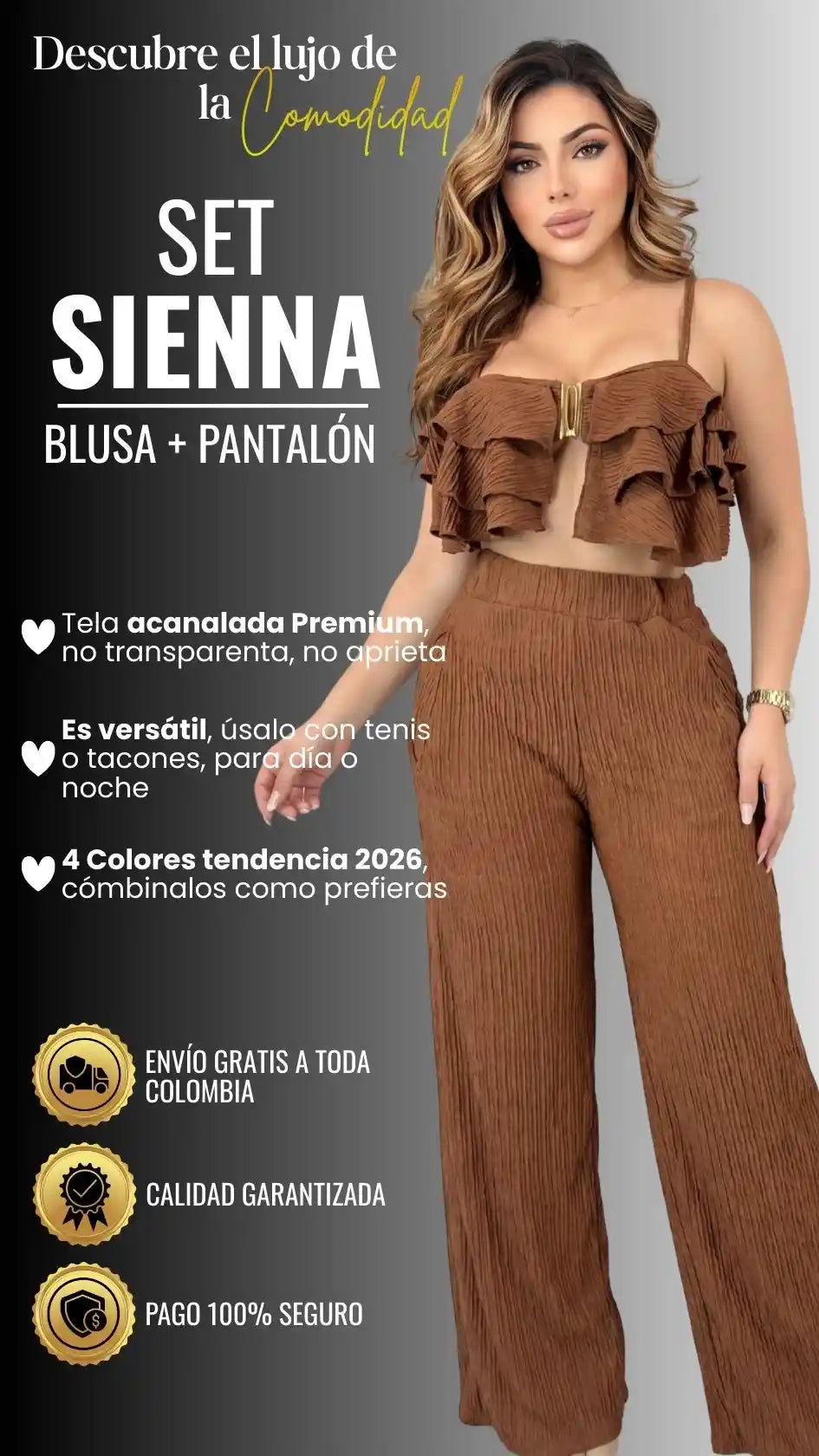 SET SIENNA: BLUSA + PANTALÓN PALAZZO