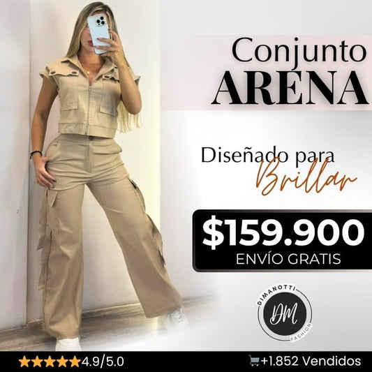 CONJUNTO ARENA®: BLUSA TIPO CROP TOP + PANTALON BOTA