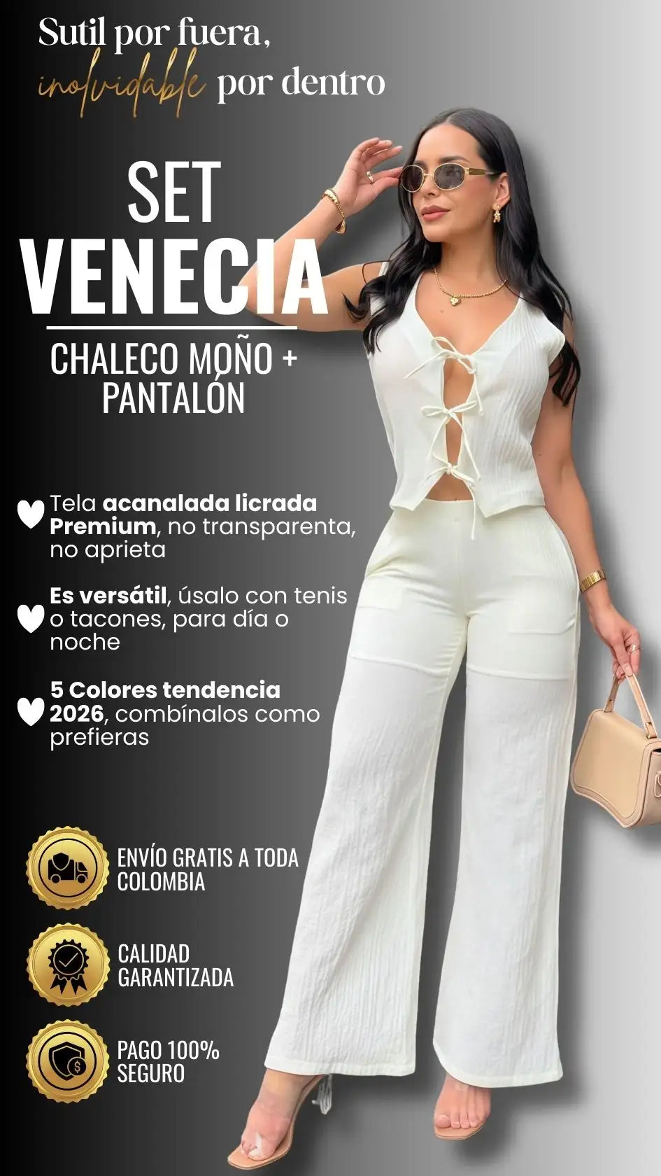 SET VENECIA: CHALECO MOÑO + PANTALÓN