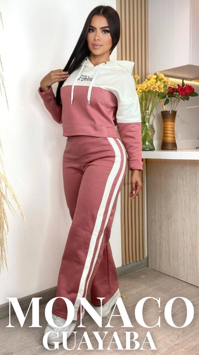 CONJUNTO MONACO®: BUZO CROP + PANTALON SUDADERA