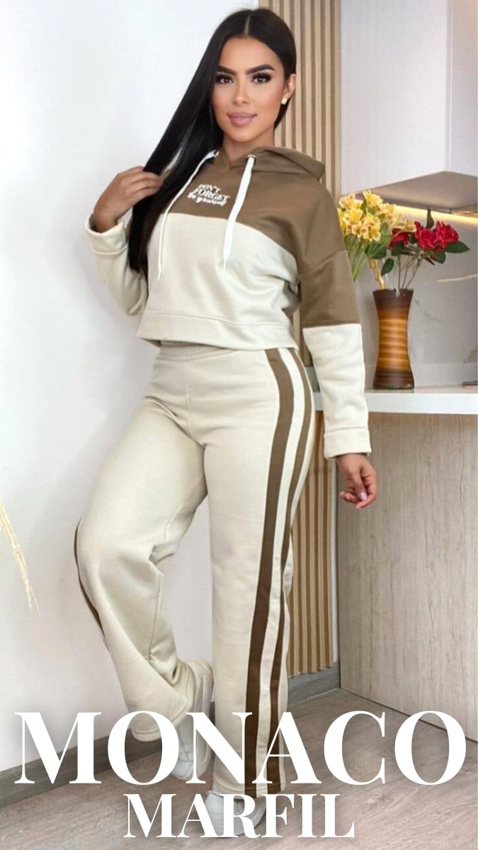 CONJUNTO MONACO®: BUZO CROP + PANTALON SUDADERA