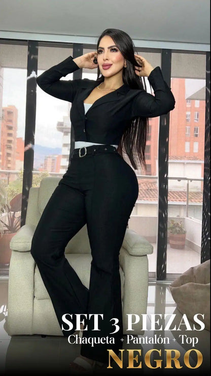 SET ISADORA LUXE: CHAQUETA + PANTALÓN + TOP