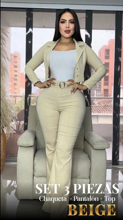 SET ISADORA LUXE: CHAQUETA + PANTALÓN + TOP