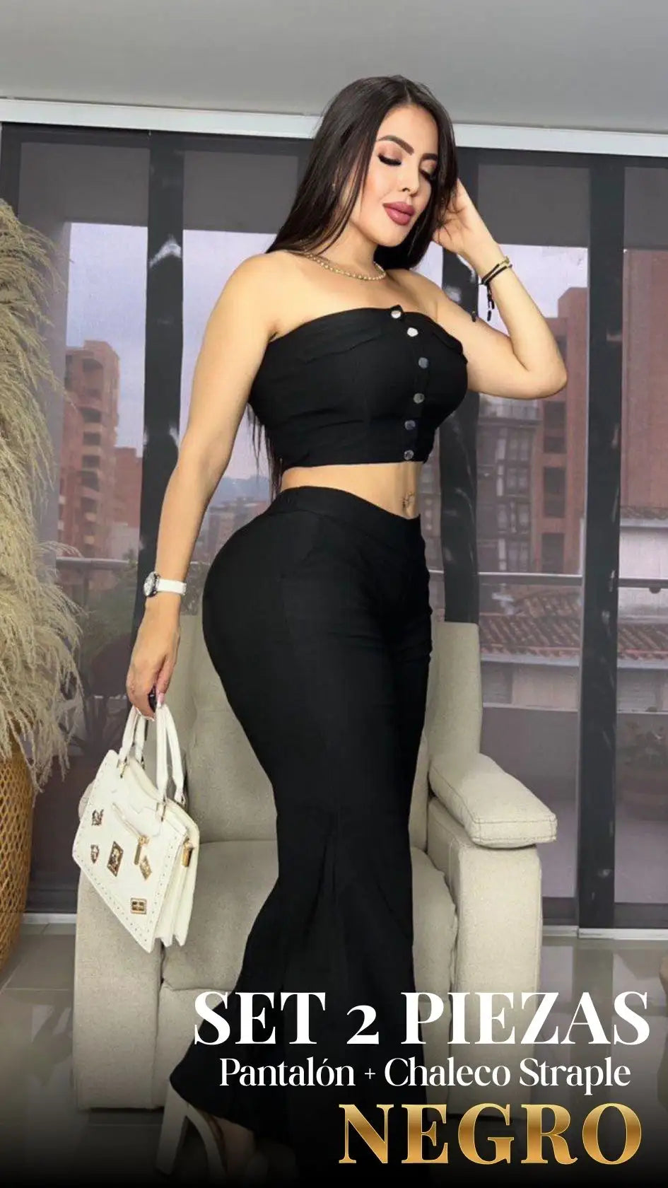 SET RUBI: PANTALON + CHALECO STRAPLE