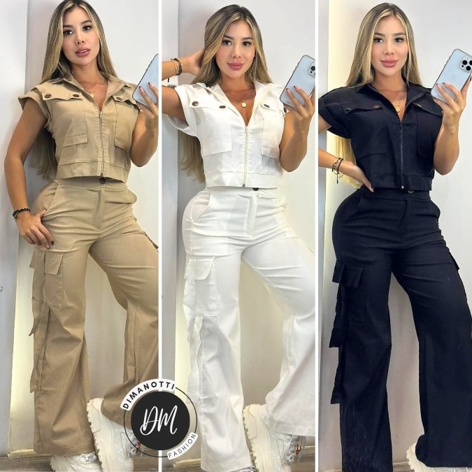 CONJUNTO ARENA®: BLUSA TIPO CROP TOP + PANTALON BOTA