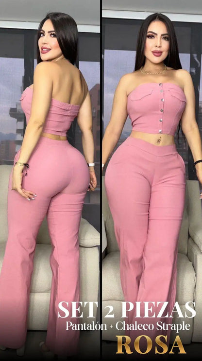 SET RUBI: PANTALON + CHALECO STRAPLE