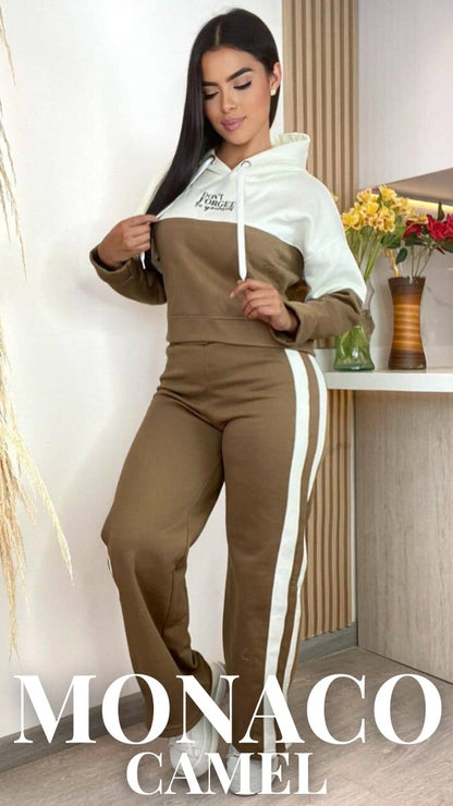 CONJUNTO MONACO®: BUZO CROP + PANTALON SUDADERA